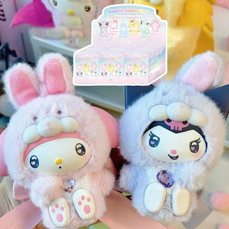 Véritable Kitty Kuromi diamant lapin série boîte aveugle jouet à la mode mignon ornement de bureau cadeau de collection pour les filles