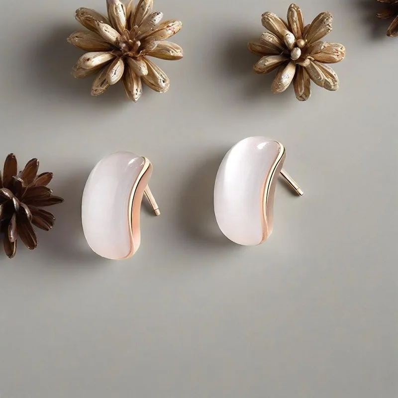 

Simple 925 Sterling Silver Geometric Semi-circular Metal Stud Earrings for Women Girls Anniversary Party Fashion Jewelry Gifts