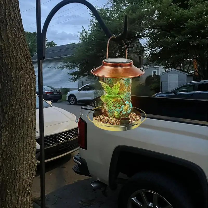 

Solar Powered Bird Feeder Outdoor Bird Feeder With LED Light Outdoor Garden Decoration Solar Lantern For Lawn Patio Balcony Yard