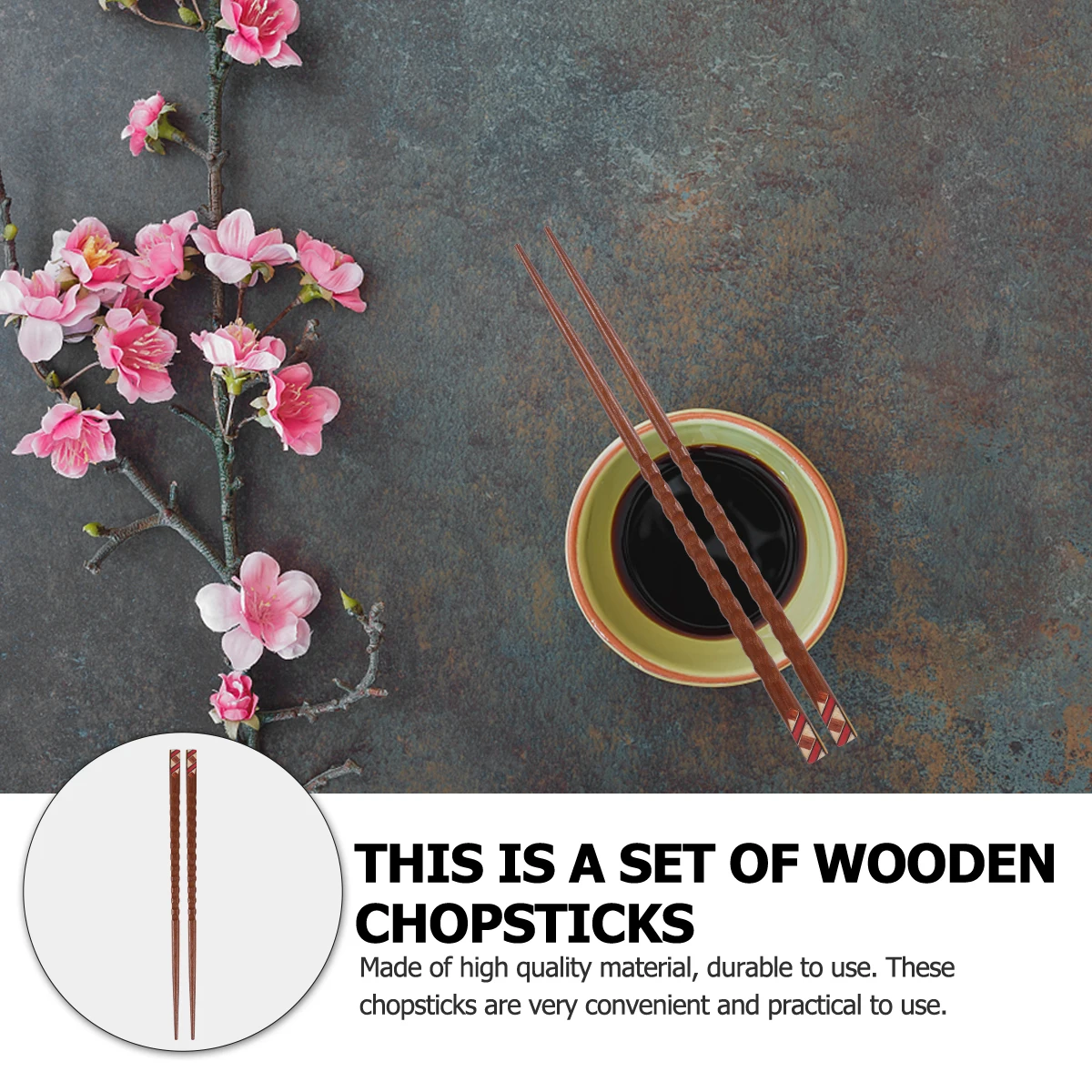 

1 set Chopsticks Pointed Household Wooden Tableware Eco-Friendly Creative Practical Sturdy Reusable Strong Safe
