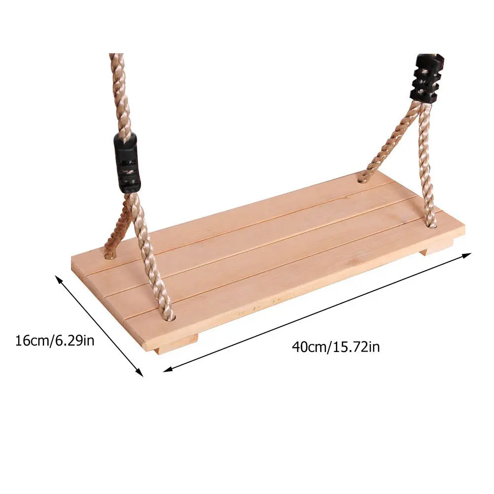 Balançoire suspendue en bois, 1 pièce, corde de siège épaisse et large, longueur réglable, balançoire d'extérieur pour aire de jeux pour adultes et enfants, balançoires d'arbre suspendues