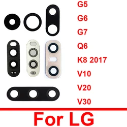 Lente de la cámara trasera para LG G4 G5 G6 G7 Q6 D850 D851 D852 D855 LS990 cristal de la cámara trasera con las piezas de repuesto de la etiqueta