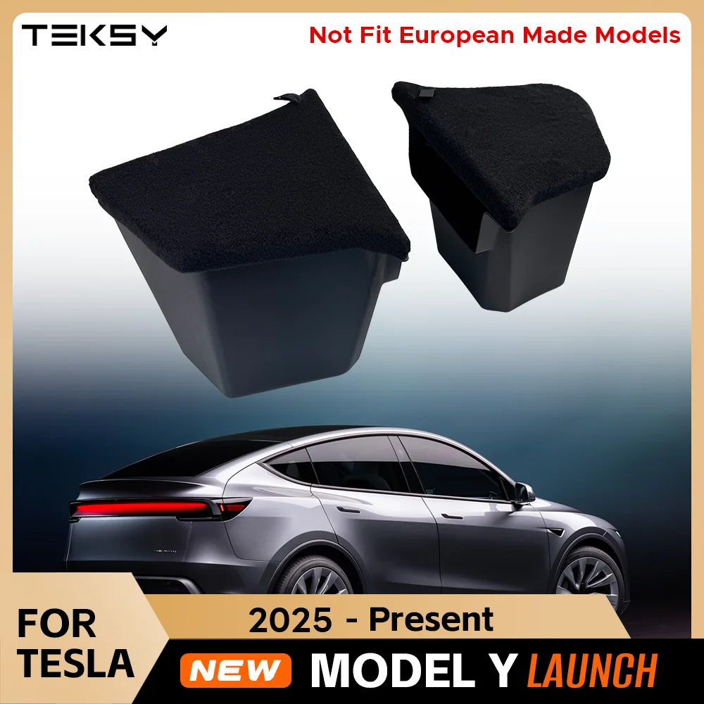 

For Tesla New Model Y 2025 Launch Juniper Rear Trunck side Storage Box with Flocking or TPE Lids Covers and Drawstring