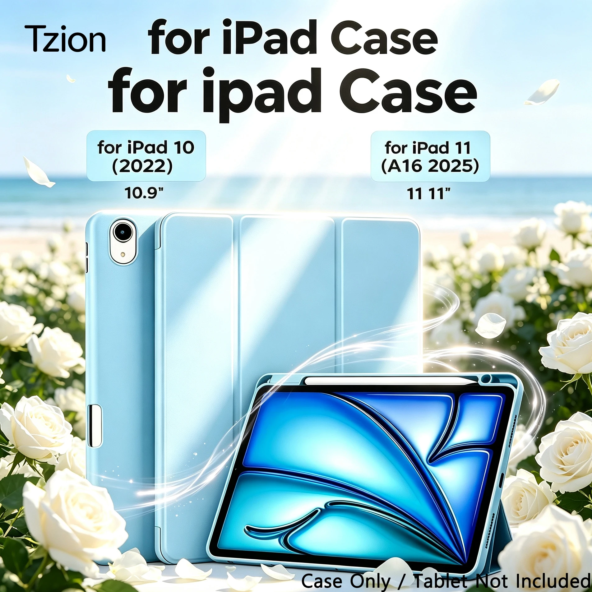 Case for iPad 10th/11th air4/5/6/7/8 pro12.9 air 13 Slim Shockproof Full-Cover Soft Case supports auto wake & sleep function