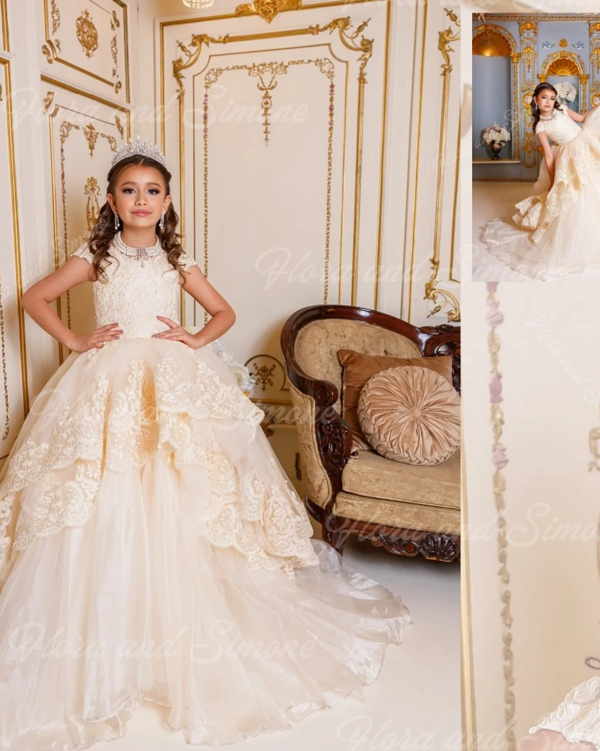 Customized Chiffon Embroidered pattern Flower Girl Dresses for Wedding Ceremonies Formal Receptions pageant Birthday party