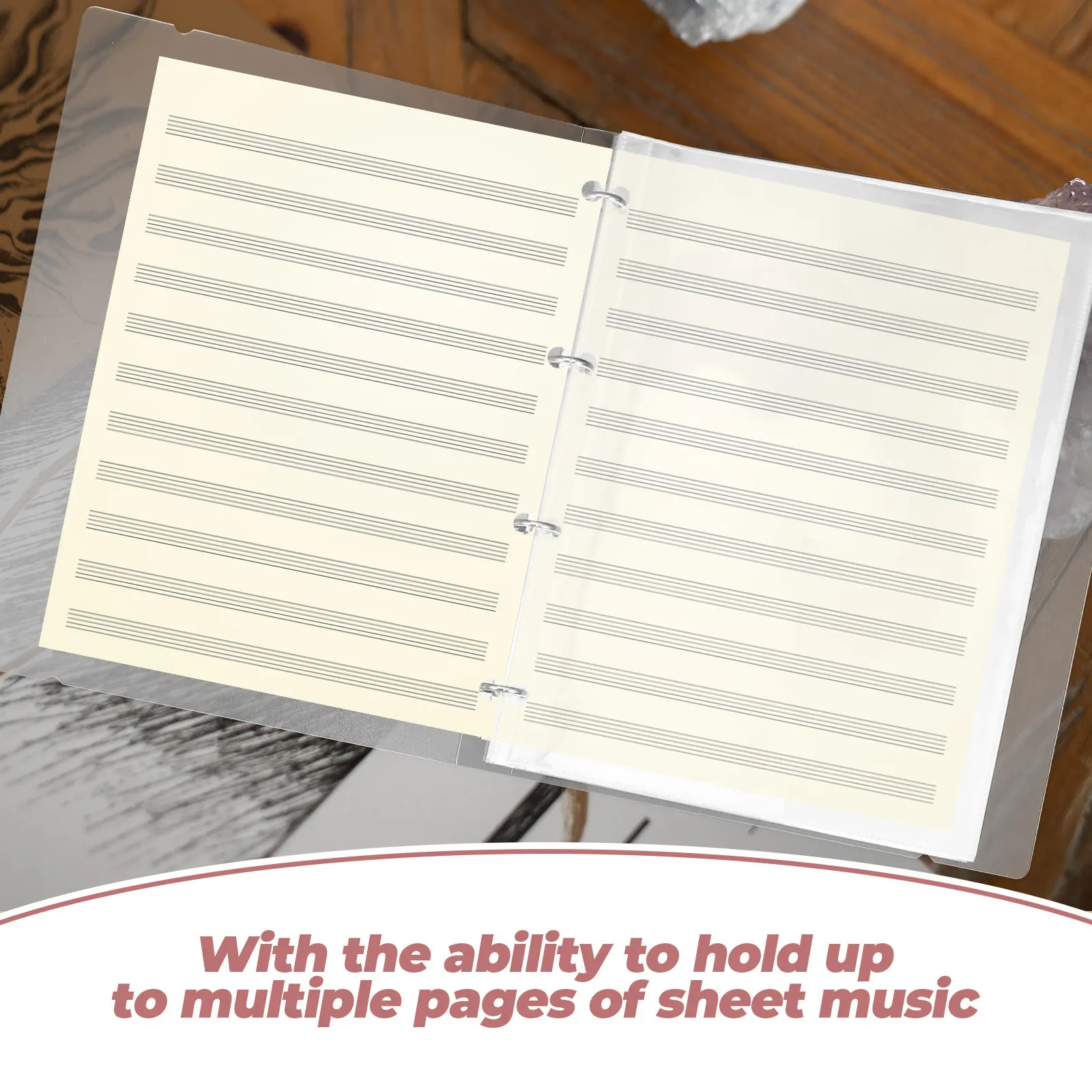 A Music Binder Folder Transparent Cover 4 Hole O Ring File Organizer Slim Ring Binder Music Folder Document Holder