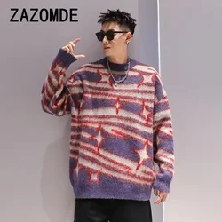 ZAZOMDE maglioni uomo moda quotidiana comodi pullover con blocco caldo colorato tutto-fiammifero stile europeo vitalità giovanile retrò