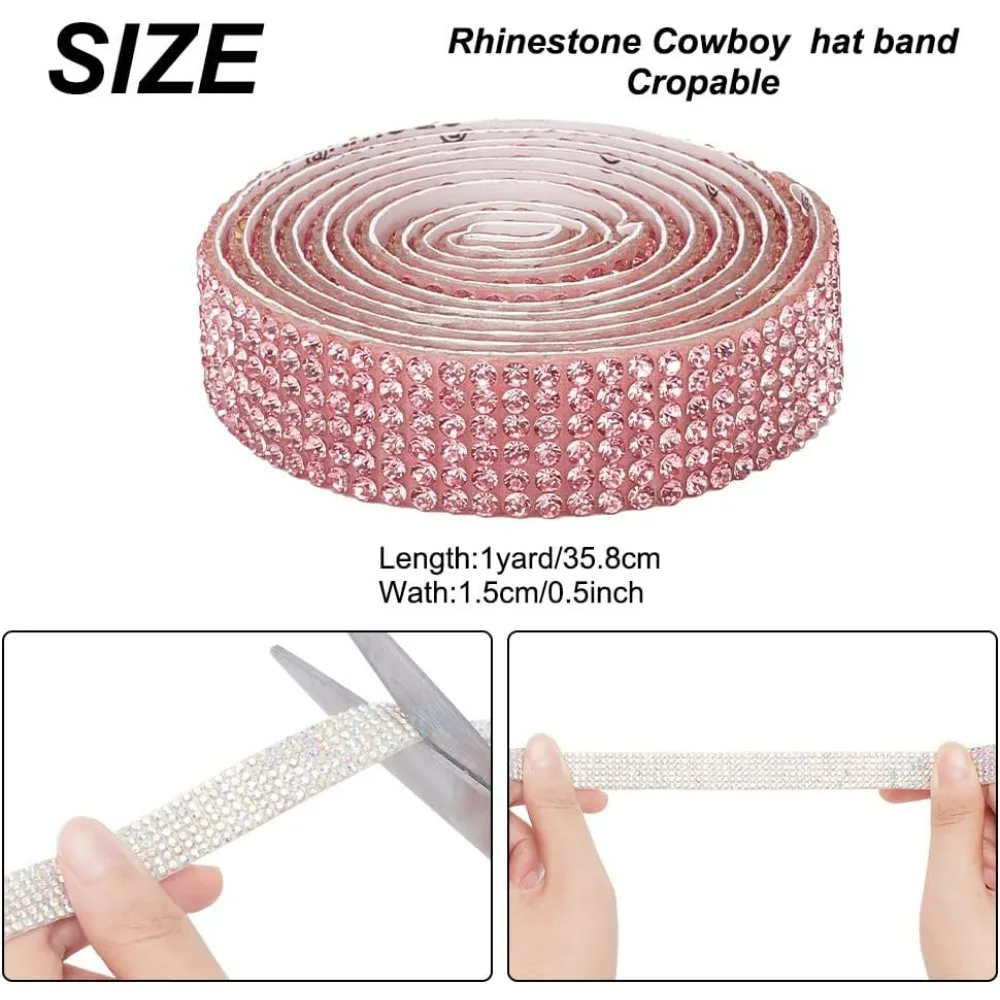 4 Pcs Rhinestone Ribbon, 4 Colors Self Adhesive Resin Rhinestone Tape Bling Rhinestone Sticker Decorative Sparkling Ribbon Tape