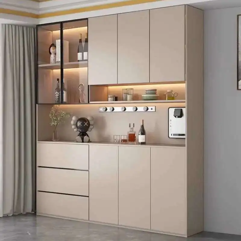 

Kitchen Cabinet Sideboards Tall Cabinet with Glass Doors and Drawer Wine Cabinet Pantry Hunch with Shelves Kitchen Island