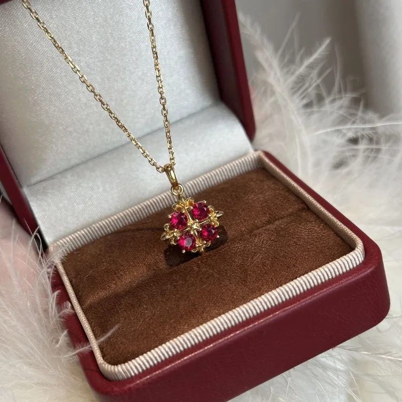 الفرنسية الرجعية الماس مجموعة الأحمر الأحجار الكريمة قلادة المرأة عالية الشعور ضوء الفاخرة تنوعا المتخصصة تصميم الترقوة سلسلة المحكمة sty