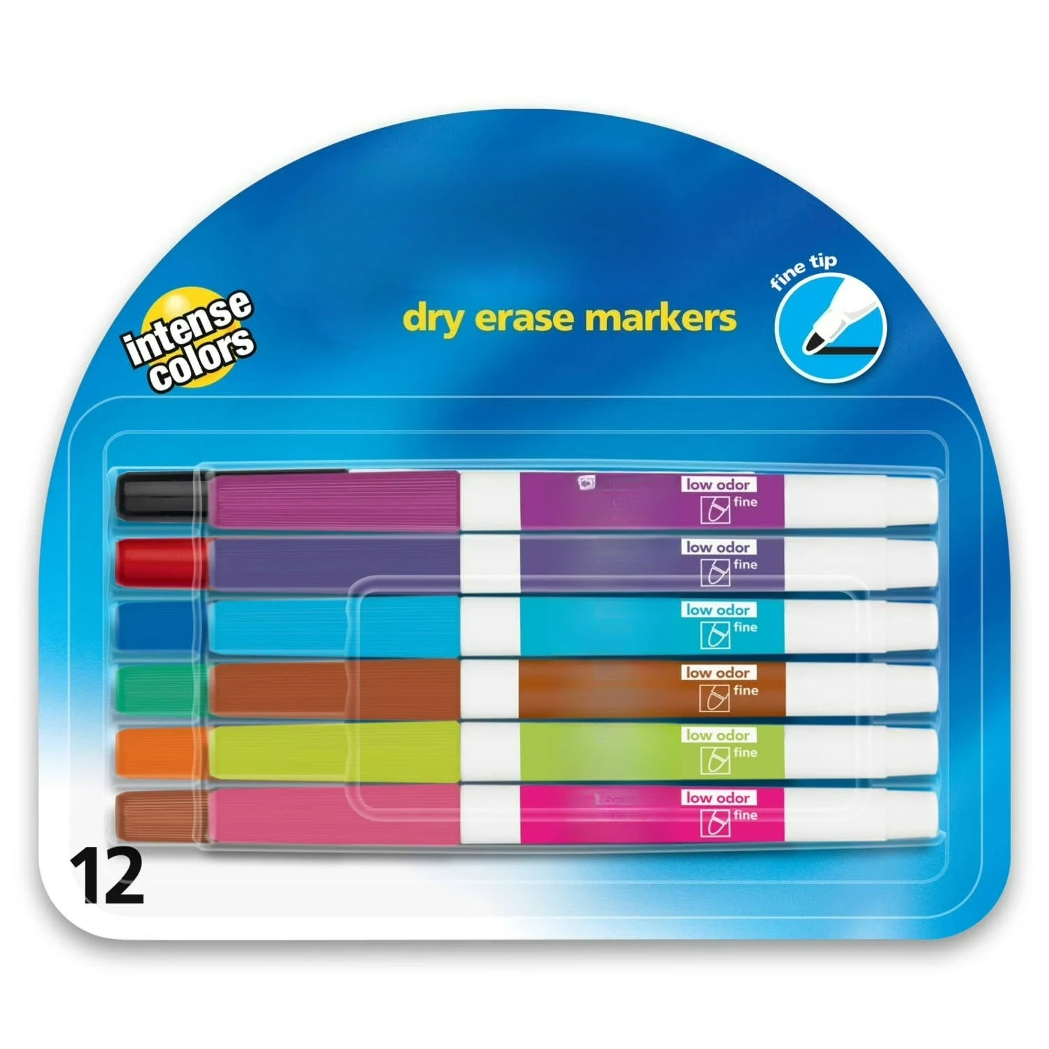 

Маркеры для сухого стирания с низким запахом, тонкий наконечник, разные цвета, 12 штук