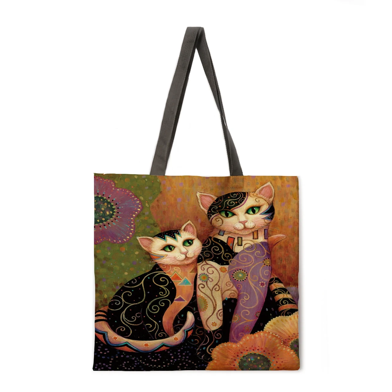 

Golden cat linen bag handbag lightweight shoulder bag large capacity environmentally friendly shopping bag handbag