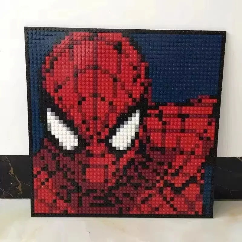 

New Hot Wall Decor Portraits Marv Iron Man And Spider Man Building Blocks Bricks Puzzle Toy Gifts For Children With Photo Frame
