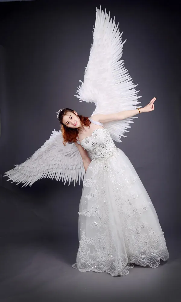 Angel Wings Costume, White Feather Wings for Photo Shoot Bachelorette Party, Adult Large White Feather Photo Prop Cosplay