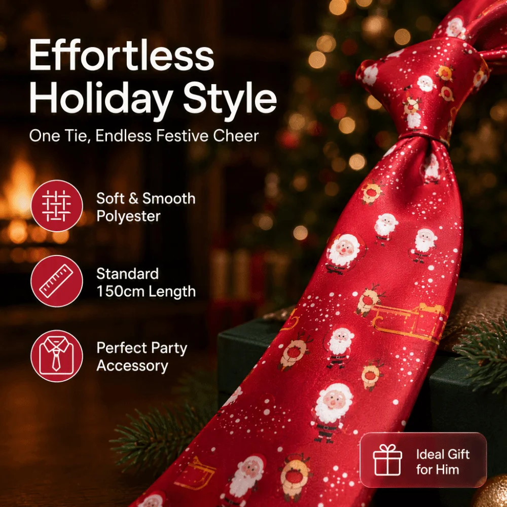 Creative Santa Claus Christmas Necktie Christmas Tree Gift Xmas Shirt Tie Candy Cane Snowflakes Man Necktie Suit Accessories