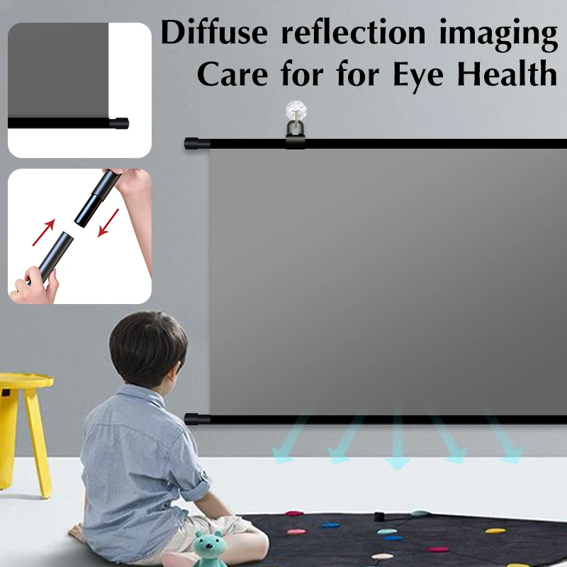 4K High-definition 16:9 84 inch Anti Light Screen Portable Home Projector, Metal Material Foldable Viewing