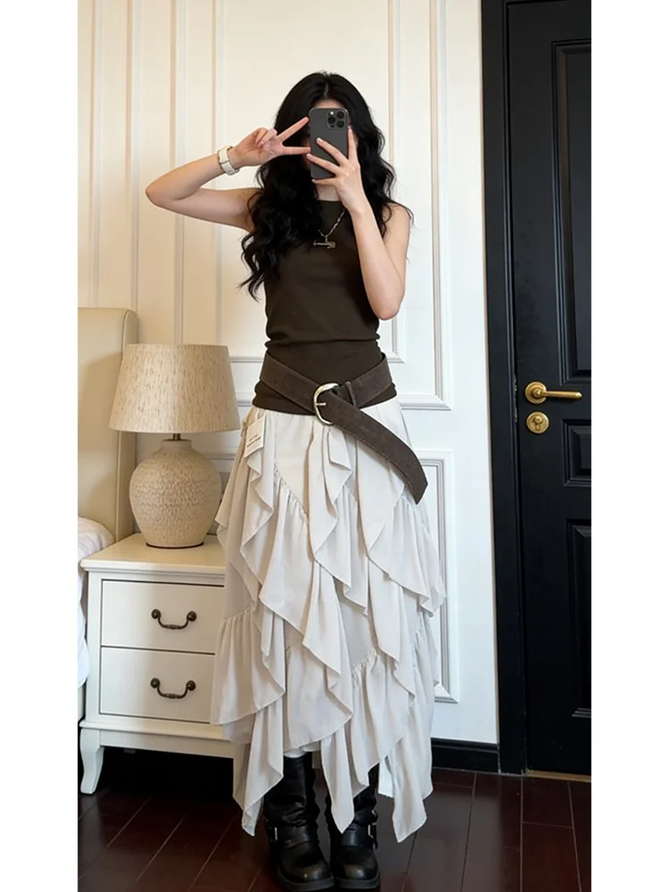 Slim Fit Sleeveless T-Shirt Women's Summer New Style Hollow out Back Design American Spicy Girl Style Clean Fit Polyester Kni...