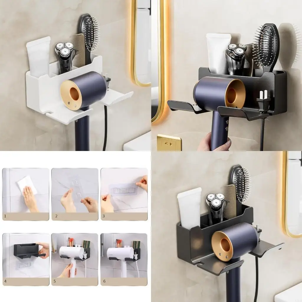 

Convenient Wall Mounted Hair Dryer Hair Dryer Rack Convenient Bathroom Storage Blower Bracket Hair Dryer Rack N2UD
