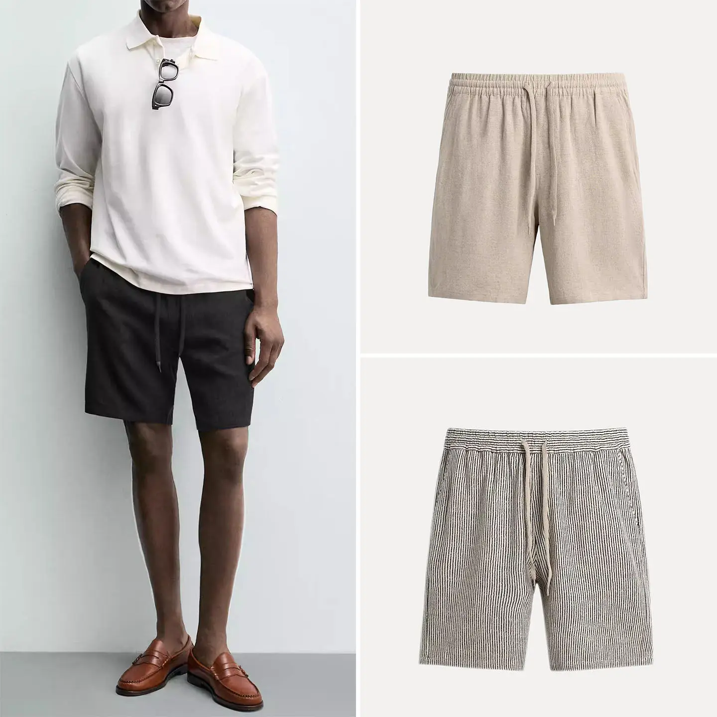 

Мужские повседневные шорты свободного кроя Весна 2026 с эластичным поясом, в полоску, удобные, модные