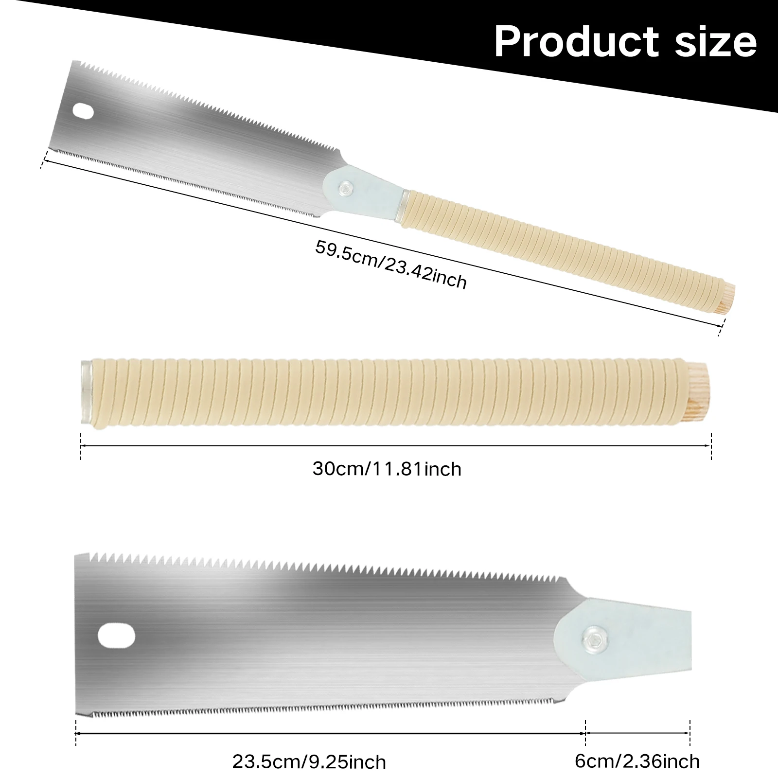 Japanese Hand Saw 9.3inch SK5 HCS Double Edged Hand Saw 10/17 TPI for Smooth and Precise Wood Cutting Crosscutting Boards Tools