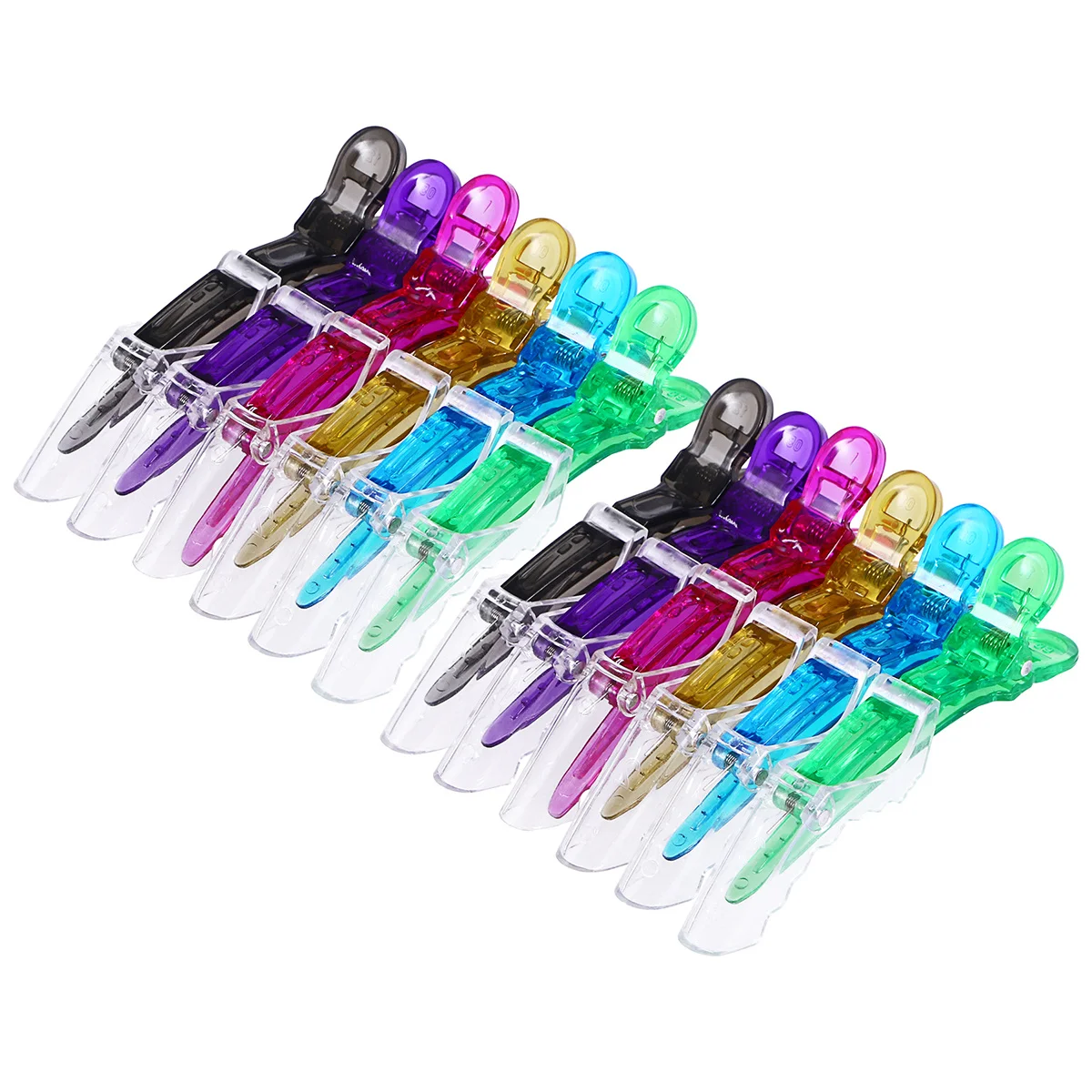 

12 шт., прочные пластиковые зажимы типа «крокодил», стильный инструмент для укладки волос, нескользящий дизайн с двойными петлями для женщин и девочек