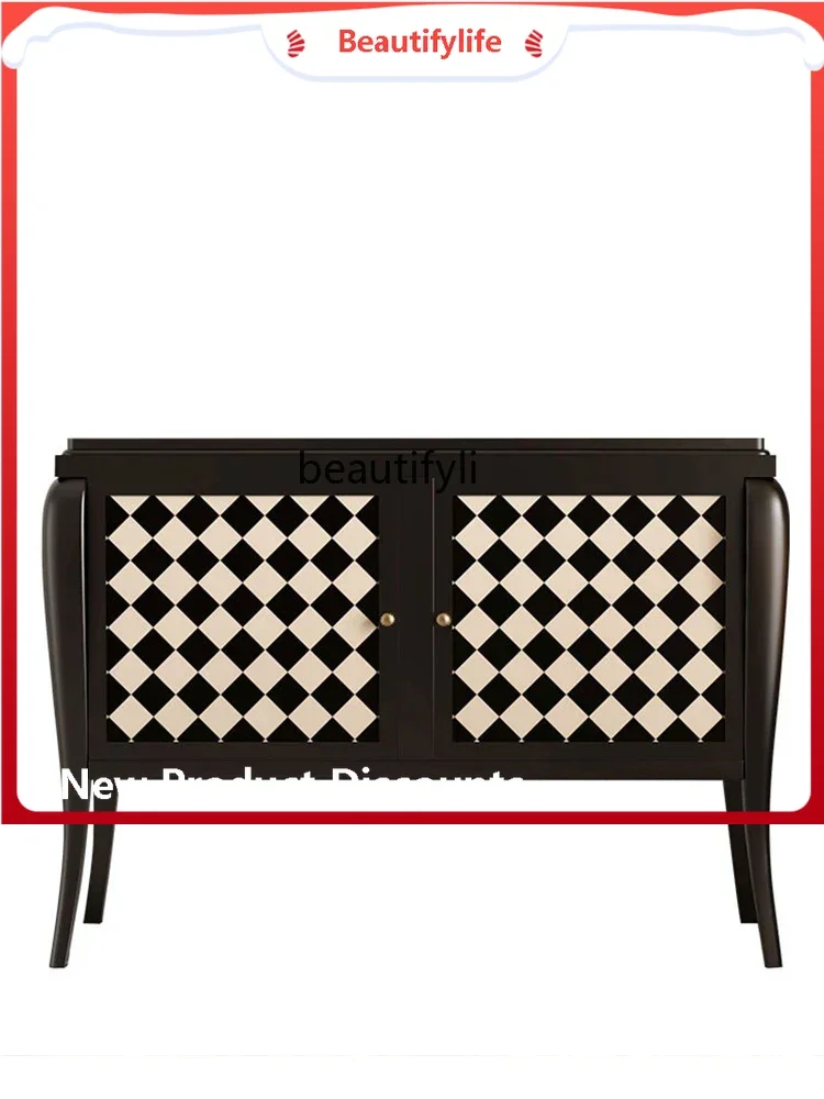 

K185 K185 Light Luxury Hallway Mid-Ancient Solid Wood Sideboard Vintage Storage Cabinet Living Room Multi-Function Locker