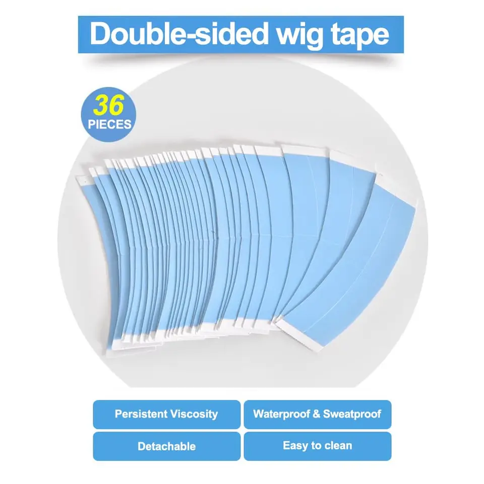 36 piezas/lote cinta adhesiva súper fuerte para pelucas, doble adhesivo, tiras de extensión, impermeable, para pelucas de encaje, forma C 2