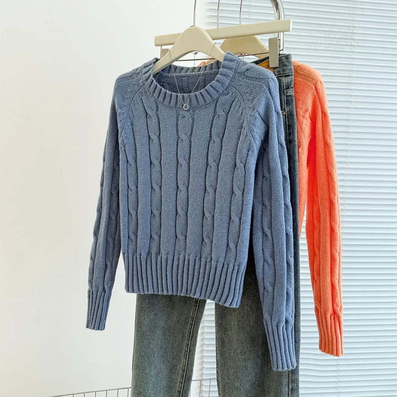 

Fashion Long Sleeve Knitted Sweater Women Pullovers O-Neck Black Knit Sweater Pullover Women Tops Sueter Feminino Sweaters Q952