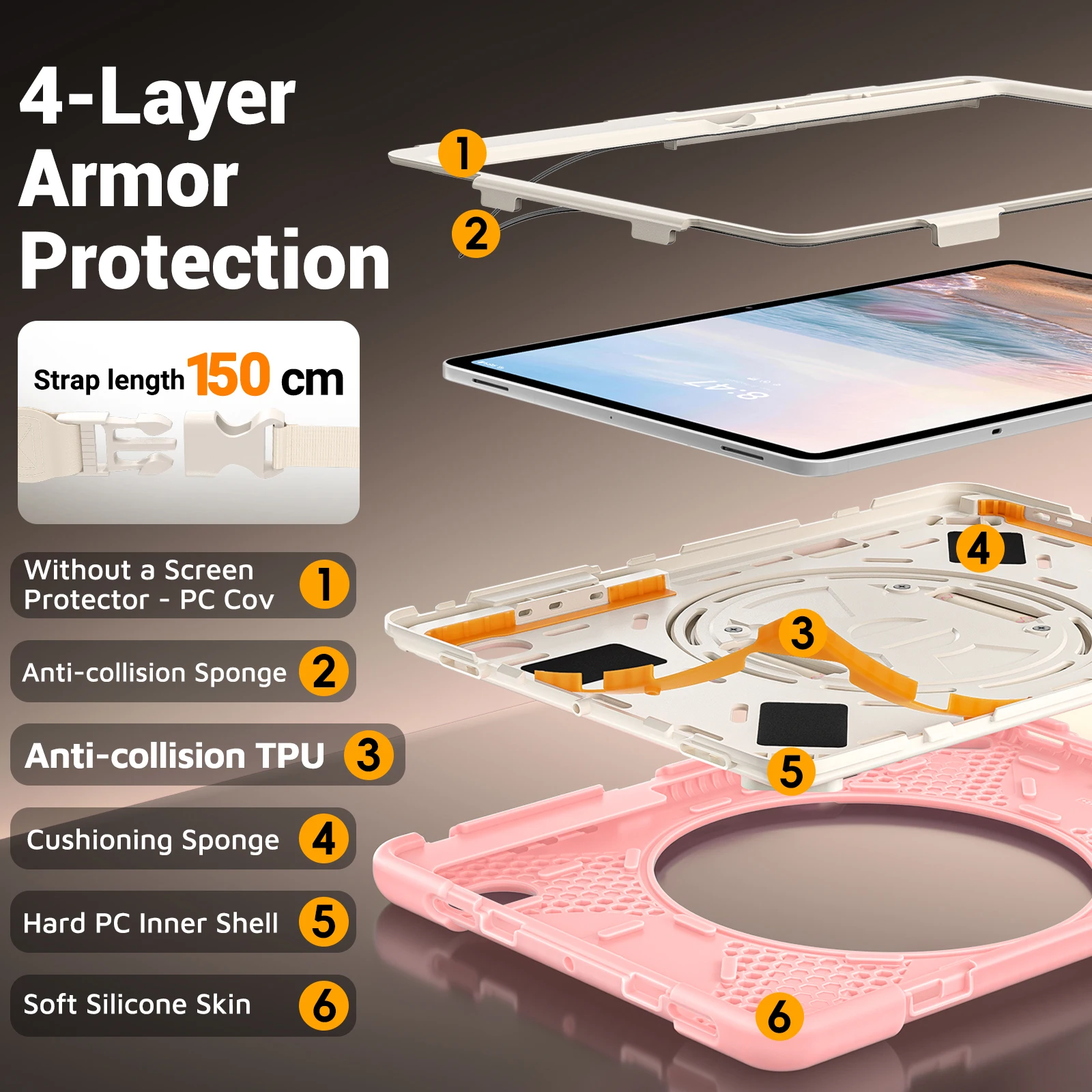 Armor Rugged Case For Samsung Galaxy Tab S12 Plus 2026 12.4 inch SM-X840 SM-X846 Heavy Duty Hybrid 360 Rotatable Kickstand Cover