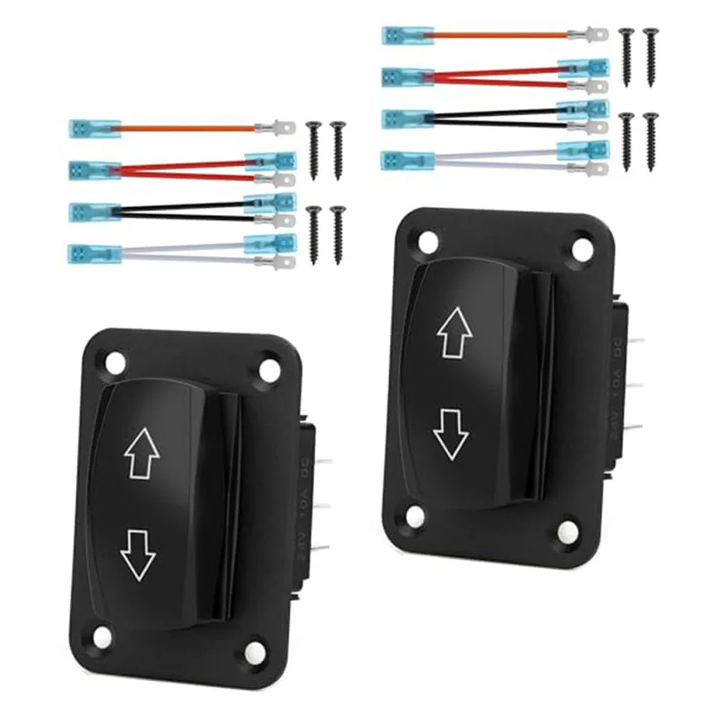 2PCS 12V 24V Momentary Reverse Polarity Switch With Dual Blue LED For RV TrailerStabilizer Lift TruckATV Marine Electrical