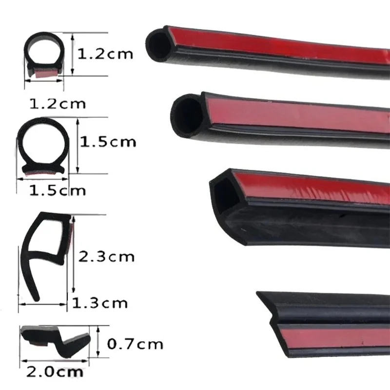 EPDM Rubber Car Door Seal Strip P Z D Shape 1/5 Meters Noise Insulation Anti-Dust Soundproof Strong Adhesive for Vehicle Doors