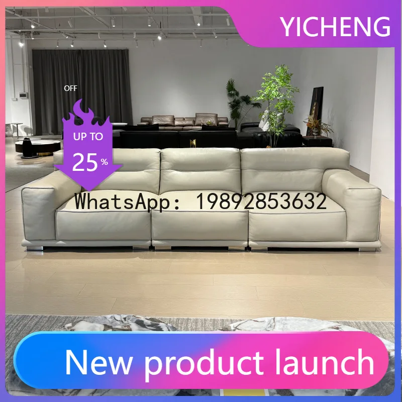

Hys genuine leather yunrou sofa living room for home small apartment straight row first layer cowhide sofa