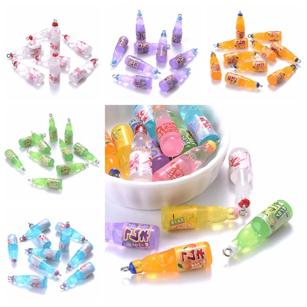 10Pcs Resin Charms Juice Bottle Resin Pendant Charms Colorful Mini Juice Bottle Drink Pendant Cute Beverages
