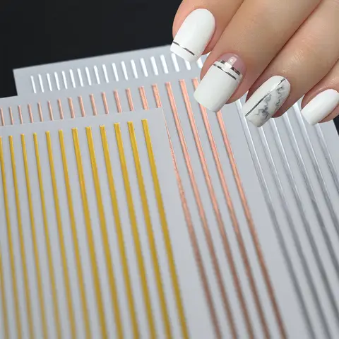 1 Pc Nail Strip Stickers Black/Gold/Rose Gold/Silver Metal Strip Tape Nail Art Adhesive DIY Foil Tips Nail Sticker Decals NK11