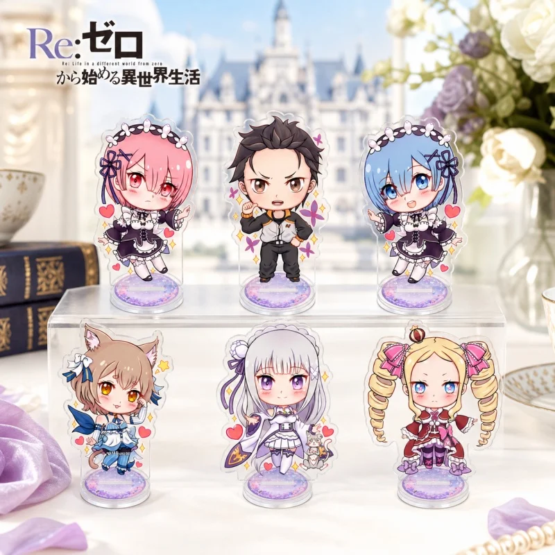 Re:Zero Starting Life in Another World 10cm Anime Acrylic Stand Figure Rem Ram Emilia Subaru Beatrice Felix Cute Chibi Keychain