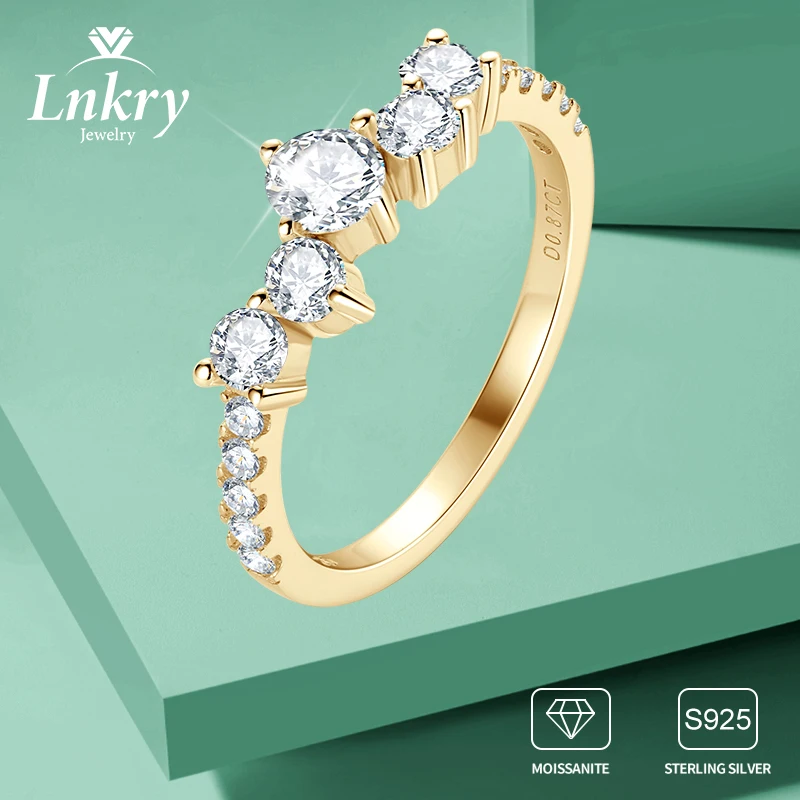 

Lnkry 4 мм, 3 мм и 1,6 мм, кольцо с муассанитом для женщин, сверкающее стерлинговое серебро s925, обручальное кольцо, ювелирные изделия с сертификатом