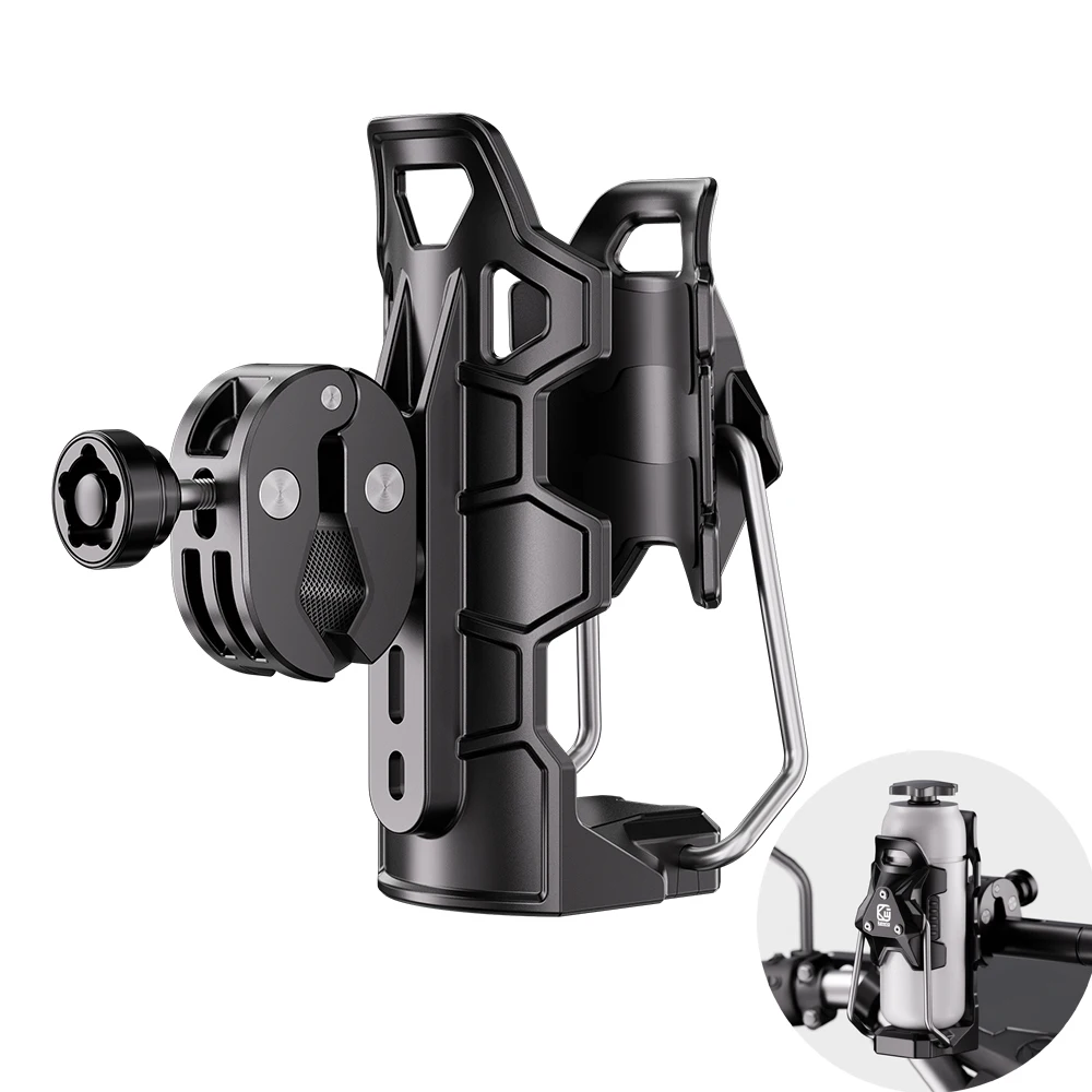 Motorcycle Cup Holder Adaptive Adjustable Size Anti-Theft Anti-Drop 360° Rotatable Drink Bottle Mount for Scooter E-Bike Bicycle