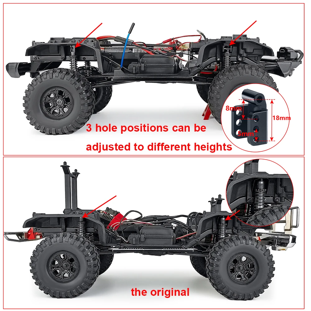 MIBIDAO 4Pcs/lot Metal Front & Rear Shock Mount Damper Tower Hoops For 1/10 TRX4 Defender Bronco Blazer RC Crawler Car