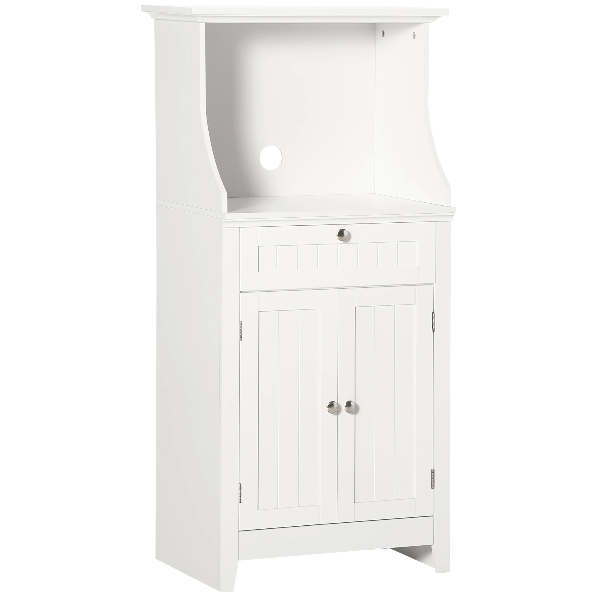 Mueble para Microondas Aparador de Cocina con Cajón Estante 2 Puertas Compartimento Anti-vuelco 60x40x122,5 cm Blanco
