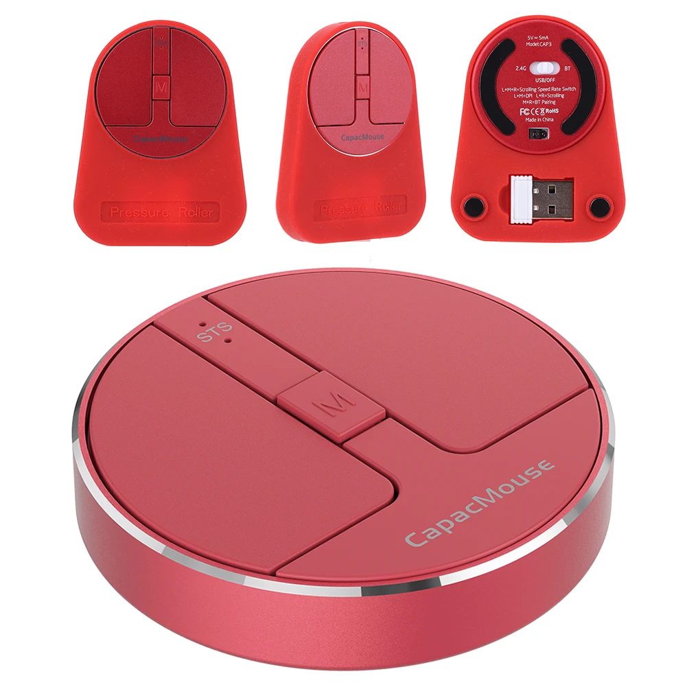 Portable Silent Mouse 3 Adjustable for DPI Mini Capacitive Mouse Cordless Mice Rechargeable with USB Receiver for Laptop PC Comp