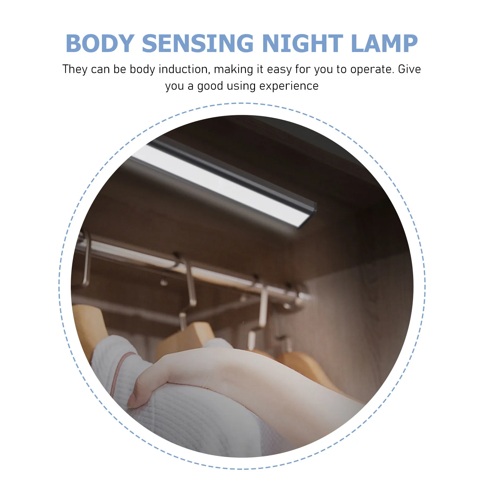 

1Set Body Sensor Cabinet Light Practical USB Charging Durable PVC Material Night Lamp for Bedroom Living Room Wardrobe