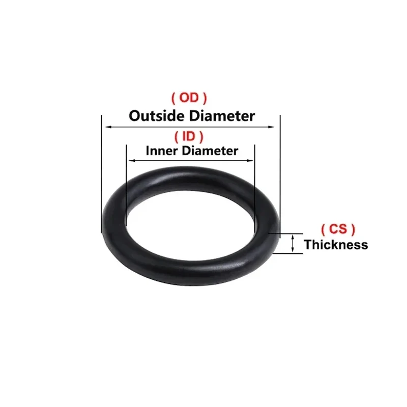 50pcs NBR O Ring Seal Gasket Thickness CS 1mm OD 3~72mm Nitrile Butadiene Rubber Spacer Oil Resistance Washer Round Shape Black