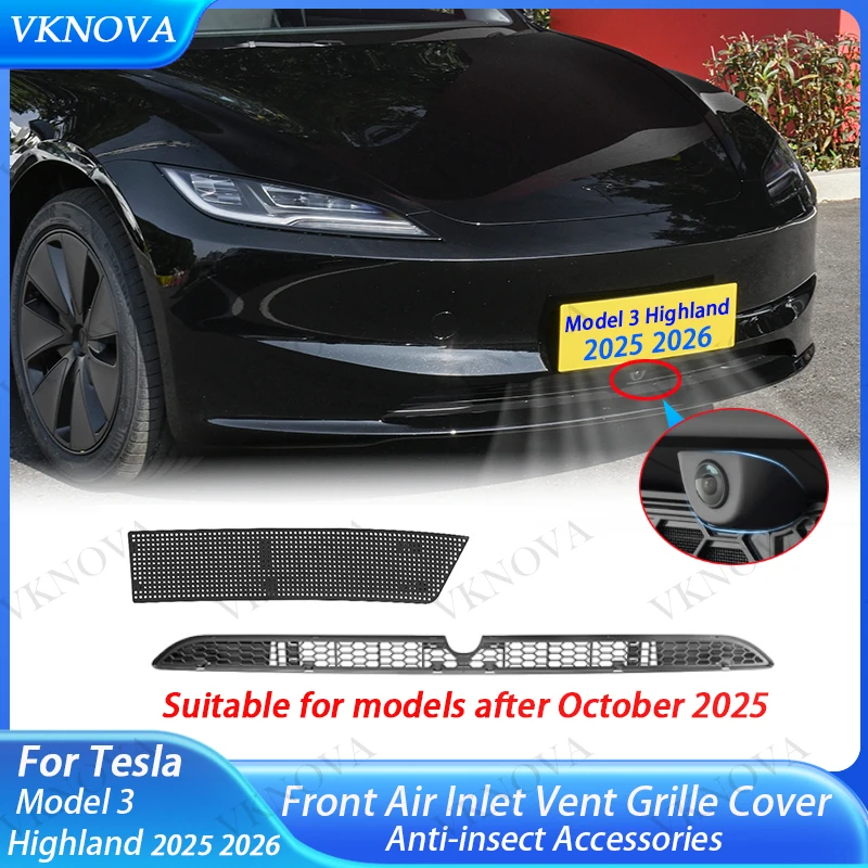 Para Tesla Model 3 Highland 2025 2026, Red Antimosquitos para Parachoques Inferior, Rejilla de Ventilación Antipolvo, Cubierta de Rejilla de Ventilación Delantera a Prueba de Insectos