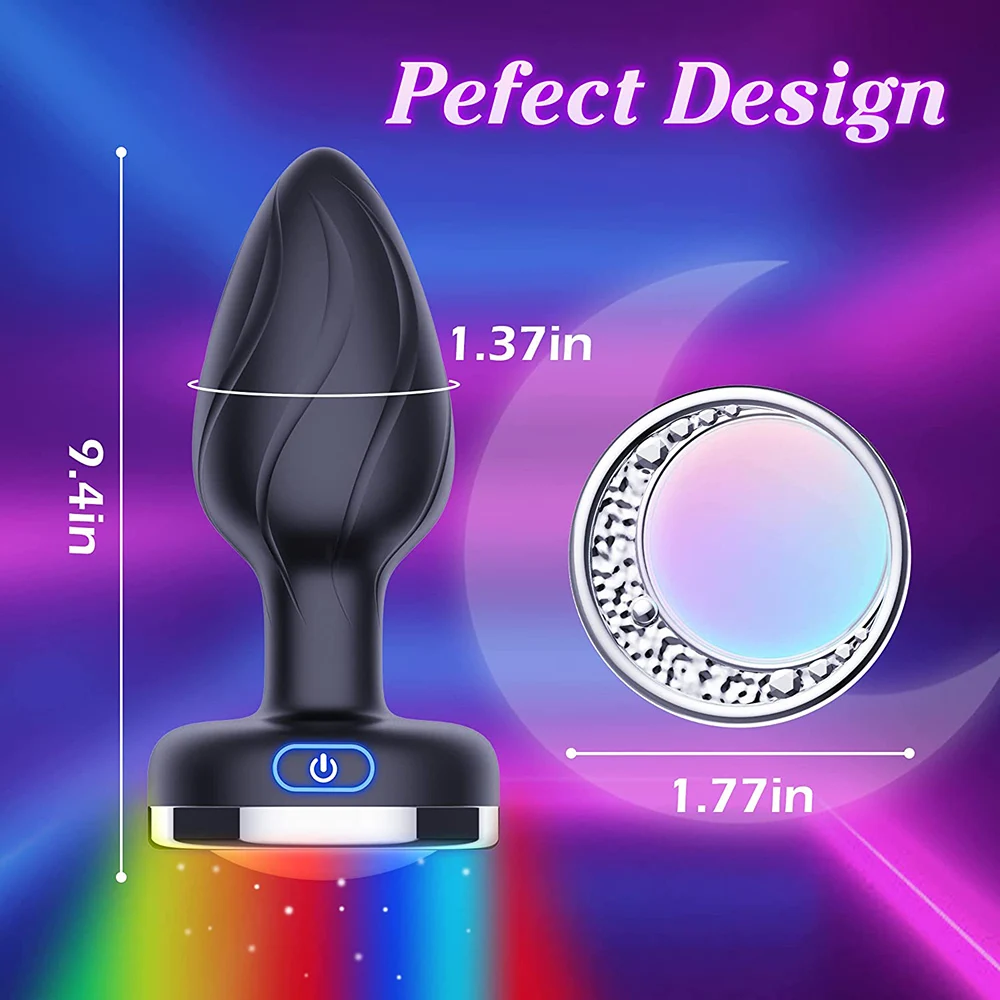 Silicone Led Anal Butt Plug Vibrator Luminous Lighting Large Anal Beads Plug Wireless Remote Control Vaginal Sex Toy Man Women