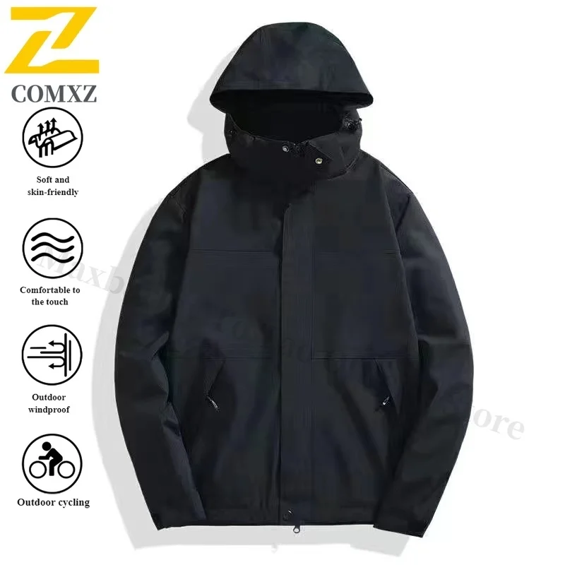 

EIAO Spring Couple Waterproof Windbreaker Jacket Outdoor Casual Hiking Coat Camping Fishing Color Block Lightweight Breathable