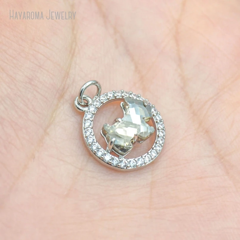 

5Pcs Copper Silver Plated Pendant Metal Cubic Zirconia Wholesale Jewelry Invisible Setting Charms
