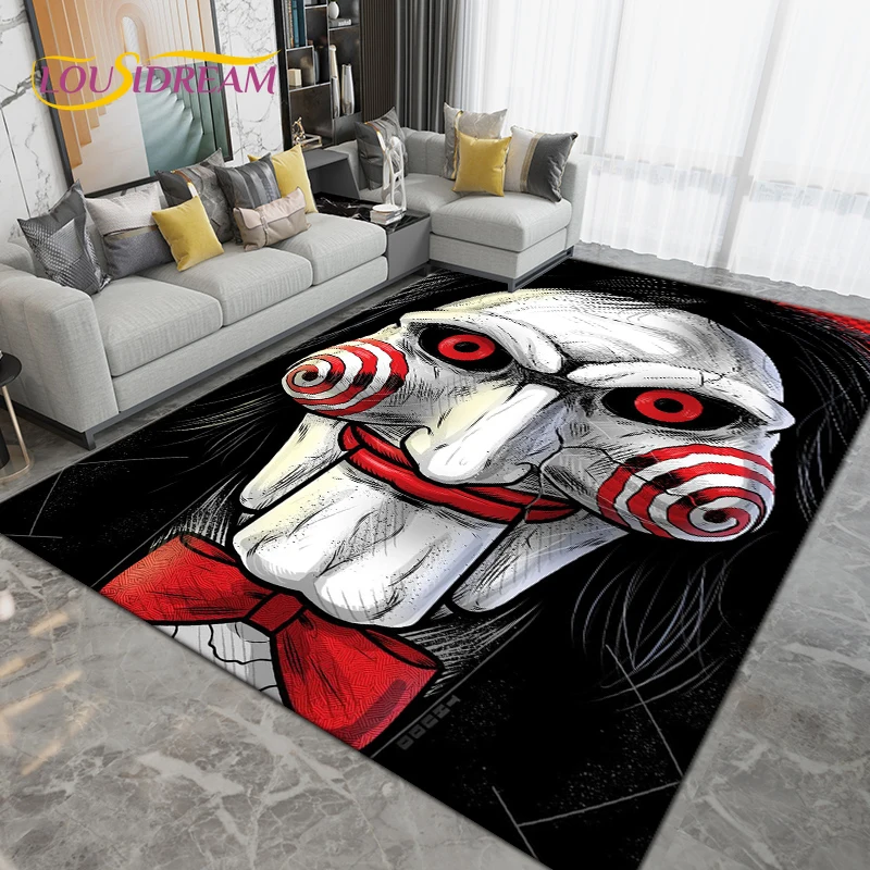 Horror Movie Character Series Area Rug,Carpet Rug for Living Room Bedroom,Halloween Decoration Ghost Face Etc Non Slip Floor Mat