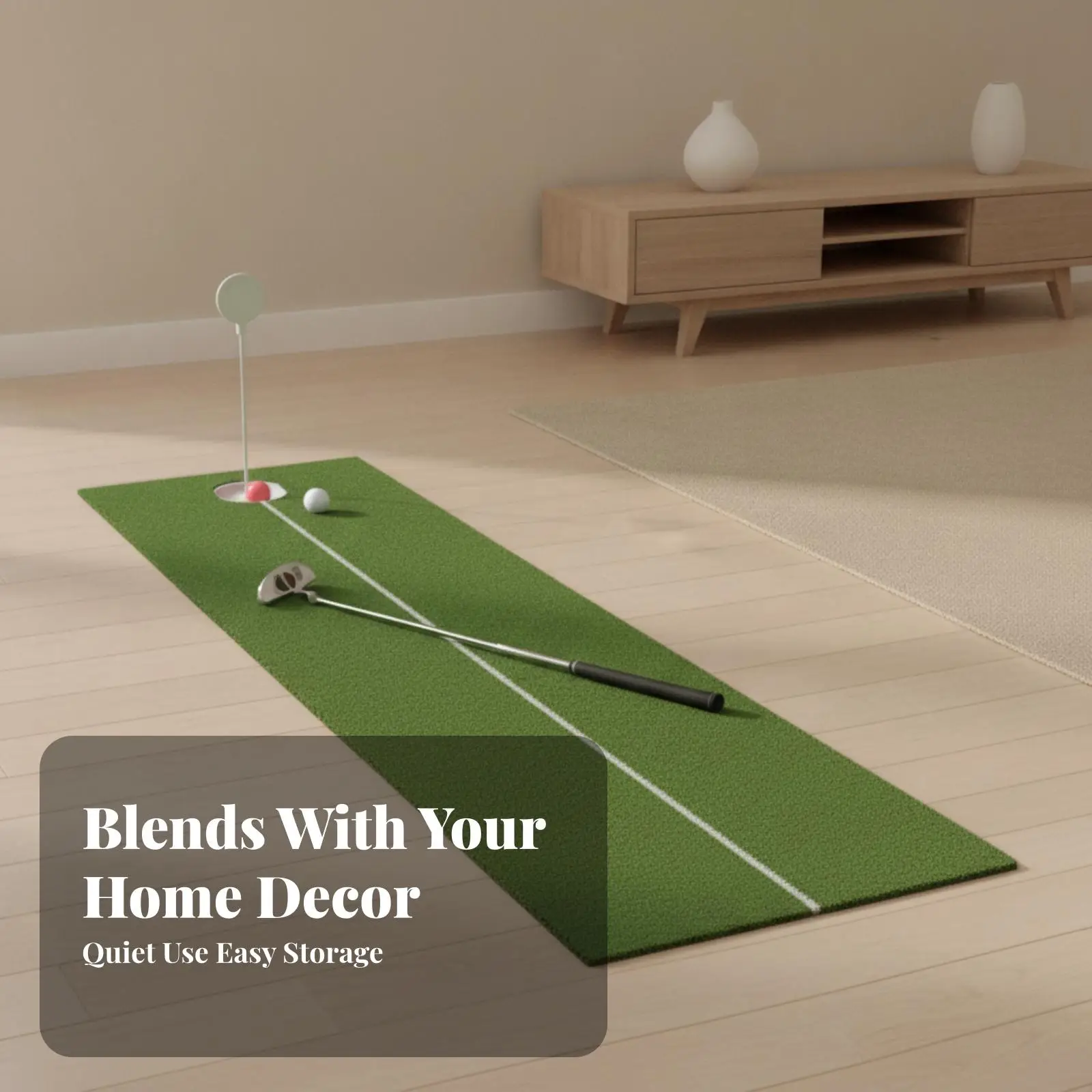Golf Training Carpet for Putting Accuracy with Portable Roll Up Feature and Wear Resistant Base