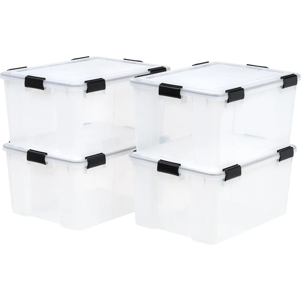 

110559 62.8 Quart Weathertight Plastic Storage Box, Clear (4 Pack)