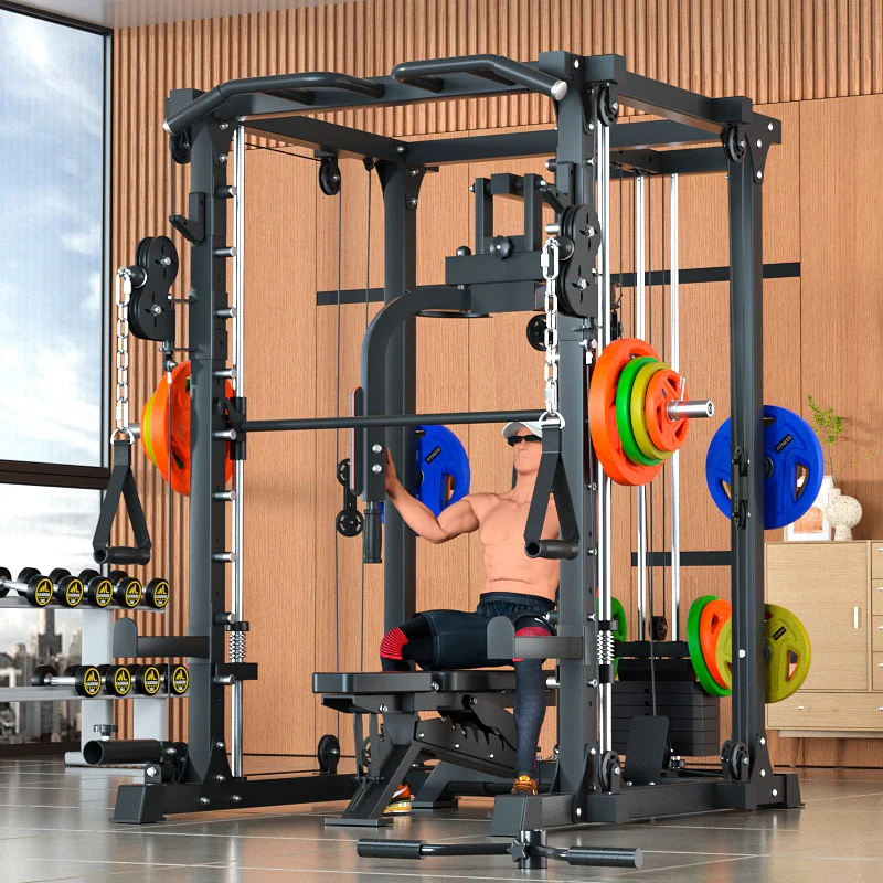 Máquina comercial Smith Power Cage Gym Pórtico de pájaros y entrenador de estante para sentadillas